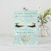 ブライダルシャワースウィート16thミントグリーングリッター 招待状 (スタンド正面)
