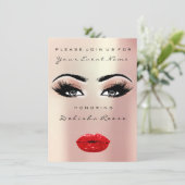 ブライダルシャワースウィート16th赤キスリップメイクアップバラ 招待状 (スタンド正面)