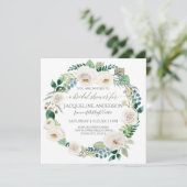 ブライダルシャワースカイブルーアラバスターバラリーフリース 招待状 (スタンド正面)