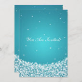 ブライダルシャワースターエレガントスパークルブルー 招待状 (正面/裏面)