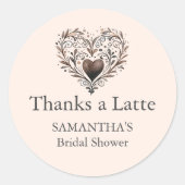 ブライダルシャワーステッカーありがとうハートラテ ラウンドシール (正面)
