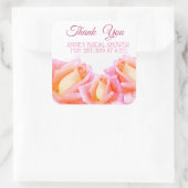 ブライダルシャワーステッカーピンクローズ スクエアシール (バッグ)