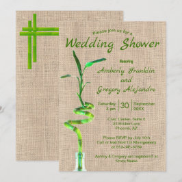 ブライダルシャワースパイラルラッキー竹のバ素朴ラップ 招待状