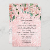 ブライダルシャワースパークバラピンクドレスホワイトグレー 招待状 (正面/裏面)