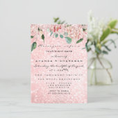 ブライダルシャワースパークバラピンクローズドレス花模様 招待状 (スタンド正面)