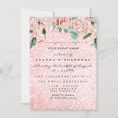 ブライダルシャワースパークバラピンクローズドレス花模様 招待状 (正面)