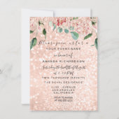 ブライダルシャワースパークバラピンクローズドレス花模様 招待状 (正面)