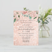 ブライダルシャワースパークバラ金ゴールドピンクドレス花模様 招待状 (スタンド正面)