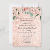 ブライダルシャワースパークバラ金ゴールドピンクドレス花模様 招待状 (正面)