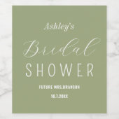 ブライダルシャワーセージグリーンブランチ ワインラベル (シングルラベル)