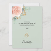 ブライダルシャワーセージ緑のフローラサンキューカード 招待状 (裏面)