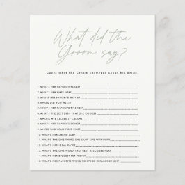 ブライダルシャワーセージ緑の新郎は何と言った