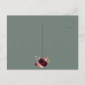 ブライダルシャワーセージ緑の金ゴールドバーガンディ招待 ポストカード (裏面)