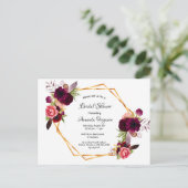 ブライダルシャワーセージ緑の金ゴールドバーガンディ招待 ポストカード (スタンド正面)