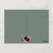 ブライダルシャワーセージ緑の金ゴールドバーガンディ招待 ポストカード (裏面)