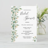 ブライダルシャワーセージ緑の黄金色の植物白 招待状 (スタンド正面)