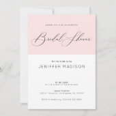 ブライダルシャワータイポグラフィピンクと白の背景 招待状 (正面)