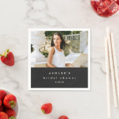 ブライダルシャワータイポグラフィフォトブラック スタンダードカクテルナプキン (インサイチュ)