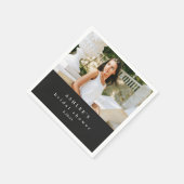 ブライダルシャワータイポグラフィフォトブラック スタンダードカクテルナプキン (角)