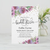 ブライダルシャワータイポグラフィワイルドフラワー金ゴールド紙吹雪 招待状 (スタンド正面)