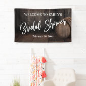 ブライダルシャワータイポグラフィ素朴ウッドバレル 横断幕 (インサイチュ)