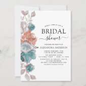 ブライダルシャワーターコイズピンクフローラ 招待状 (正面)