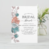 ブライダルシャワーターコイズピンクフローラ 招待状 (スタンド正面)