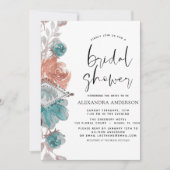 ブライダルシャワーターコイズピンク招待状 招待状 (正面)