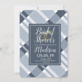 ブライダルシャワーダスティブルーネイビープリドフォイルリングや輪 招待状 (正面)