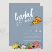 ブライダルシャワーダスティブルーピザシモダンック 招待状 (正面/裏面)