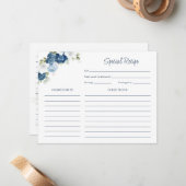 ブライダルシャワーダスティブルーフローラレシピ ノートカード (正面/裏面インサイチュ)