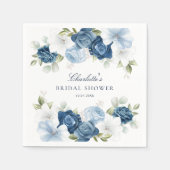 ブライダルシャワーダスティブルーフローラ紙 スタンダードカクテルナプキン (正面)