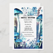 ブライダルシャワーダスティブルー結婚のキノコの森 招待状 (正面/裏面)