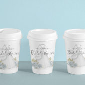ブライダルシャワーダスティブルー結婚ズドレスフローラバラ 紙コップ