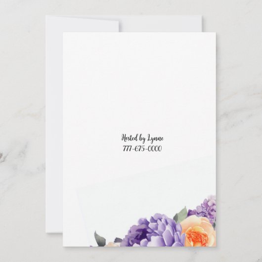 ブライダルシャワーダスティマウヴピーチプオーニー招待状 招待状 (裏面)