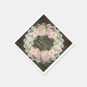 ブライダルシャワーダークウッドレースアジサイバラリース スタンダードカクテルナプキン (角)