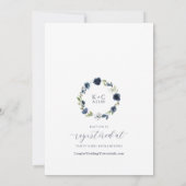 ブライダルシャワーダークブルーワイルドフラワーグリーン 招待状 (裏面)