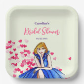 ブライダルシャワーダーク王室のブルーカクテルガウン ペーパープレート (正面)