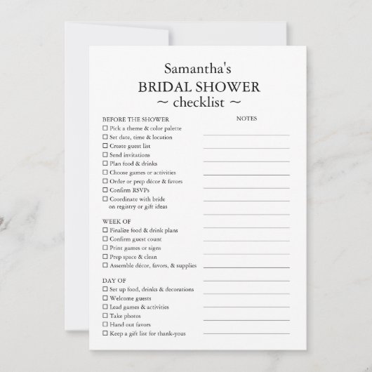 ブライダルシャワーチェックリストとスタイルガイドTropical 招待状 (正面)