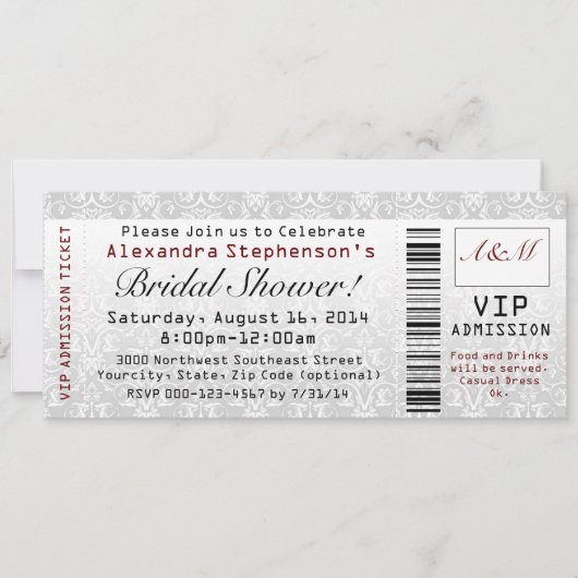 ブライダルシャワーチケット招待状 招待状 (正面)