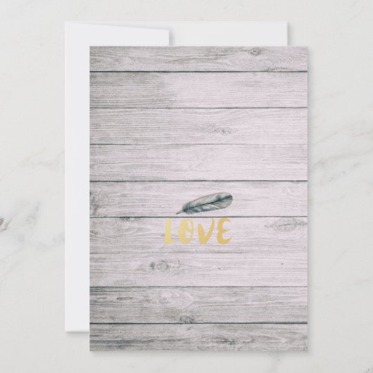 ブライダルシャワーチックウォーターカラーボホフローラフェザー 招待状 (裏面)