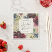 ブライダルシャワーチック マルサラ フラワール 水彩 ゴールド スタンダードカクテルナプキン (インサイチュ)