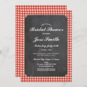 ブライダルシャワーチョークパーティー素朴レッドチェック招待状 招待状 (正面/裏面)