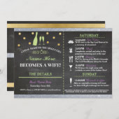 ブライダルシャワーチョーク旅程バチェロレッテ招待状 招待状 (正面/裏面)