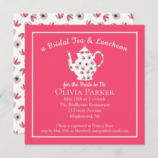 ブライダルシャワーティーアンドルンチョン招待状 招待状 (正面/裏面)