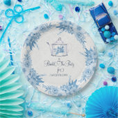ブライダルシャワーティーエレガントパーティーほこりっぽいブルーフローラ ペーパープレート (パーティー)