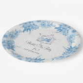 ブライダルシャワーティーエレガントパーティーほこりっぽいブルーフローラ ペーパープレート (アングル)