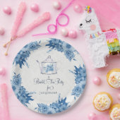 ブライダルシャワーティーエレガントパーティーネービーブルーフラワーズ ペーパープレート (パーティー)