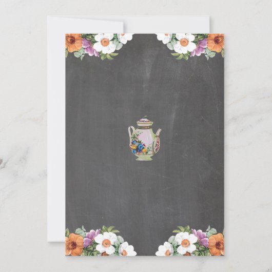 ブライダルシャワーティーガーデンパーティーティーポット招待状 招待状 (裏面)