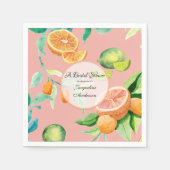 ブライダルシャワーティーシトラスコーラルオレンジレモン庭園 スタンダードカクテルナプキン (正面)